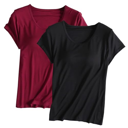 T-shirt de yoga avec brassière intégrée : pyjama doux et haut d'été Keepink