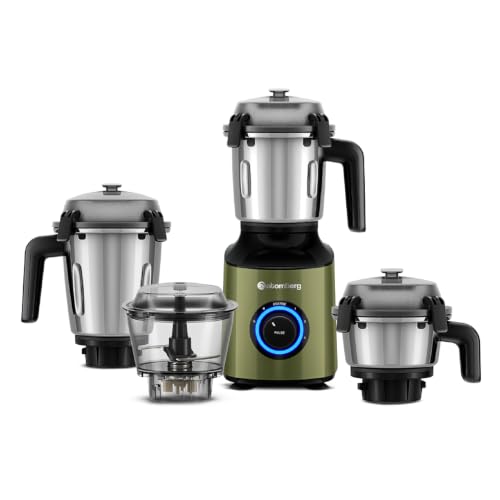 Image of Atomberg Zenova Mixer Grinder | Unique Coarse Mode for Silbatta-like Texture | Intelligent BLDC Motor | Safety Features | 4 Jars including Chopper | Hands-Free Operation (Olive Grove)
