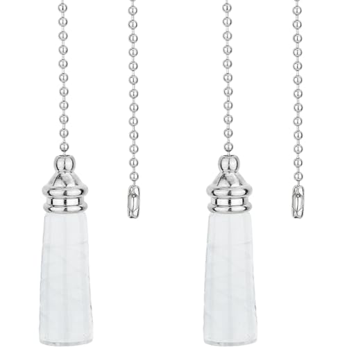 Image of GORGECRAFT 2Pcs Ceiling Fan Pull Chain 14.37 Inches Decorative Crystal Glass Cylindrical Beaded Pull String Ornament Pendant Extension Chains for Ceiling Light Lamp Fan Chain Extender