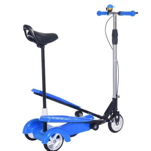 Kirnuo宇宙スクーター、大人と子供用ペダルスクーター、キャンパス通勤に欠かせないもの、ペダルシートデザイン、軽量で実用的なプロ仕様のスク、スタンドアップ二輪車、男性と女性への誕生日プレゼント (ブルー)