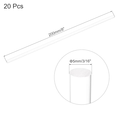 Image of MECCANIXITY 20pcs Acrylic Round Rods 3 /16 inch x 8 inch Clear Acrylic Dowel Rods Sticks Plastic Sticks Strip for DIY Crafts Lighting Gardening Decoration - 5mm x 200mm