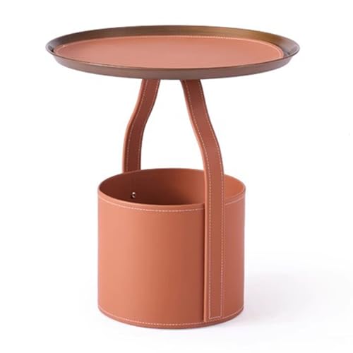 Mesa Centro Salon, Mesa Auxiliar Sofa, Superficie de Almacenamiento de Vidrio Templado, Diseño Moderno, Ahorro de Espacio, Diseño Creativo Portátil, Marco Interior de Acero al Carbono(Orange)