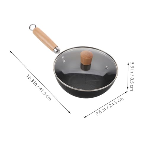 Wok de hierro fundido con tapa, diseño tradicional chino miniatura 2