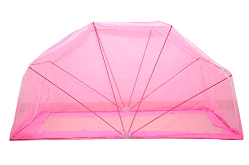 Image of Elegant Premium Cotton Mosquito Net for Qween Size Bed(5x6 Feet Pink) | Foldable Machhardani with High-Density Mesh & Washable