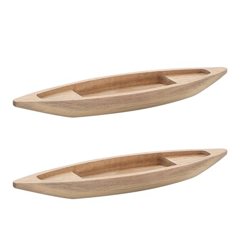 JOINPAYA Maqueta de Barco de Madera sin Terminar 2 Piezas Adorno Náutico de Escritorio y Centro de Mesa Canoa Decorativa de Madera para Acuario y Decoración Marina