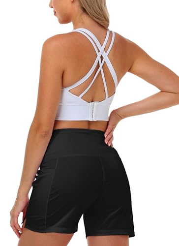 Image of AOBUTE Womens High Waist Swim Board Shorts with Pockets Quick Dry Bike Shorts