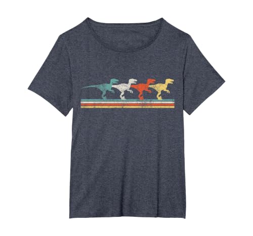 Velociraptor Dino T-Shirt, Women's Plus, Heather Blue, 3X