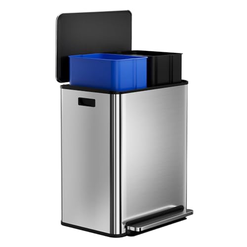Caneca de basura dual de acero inoxidable 60L