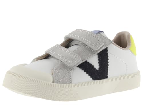 Victoria Basket Basse Unisexe Oliver Barefoot Effet Cuir & Pièces en Contraste & Scratch 1356101 pour Enfants Marino 32