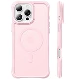 ORNARTO AirBuffer Cover per iPhone 16 Pro Max Magnetica, Protezione Militare, Compatibile con MagSafe, Traslucida Opaca Bumper Case Duro, Elegante e Antiurto, Rosa Creta
