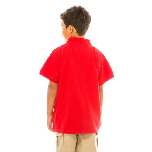 Image of unik Boy's Premium Quality Pique Polo Uniform Shirt Short Sleeve White Sky Blue Navy Hunter Green Burgundy Black Red