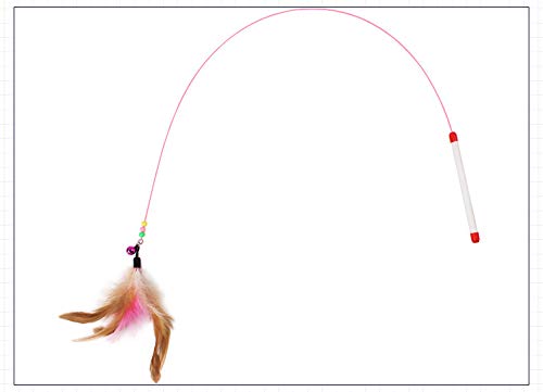 TRENZSTORE 2PCS Pink Cat Teaser Stick - Feather Cat Toys on a Stick – Interactive Toy & Teaser Wand for Indoor Kittens’ Play, Exercise & Hunting Instinct Stimulation