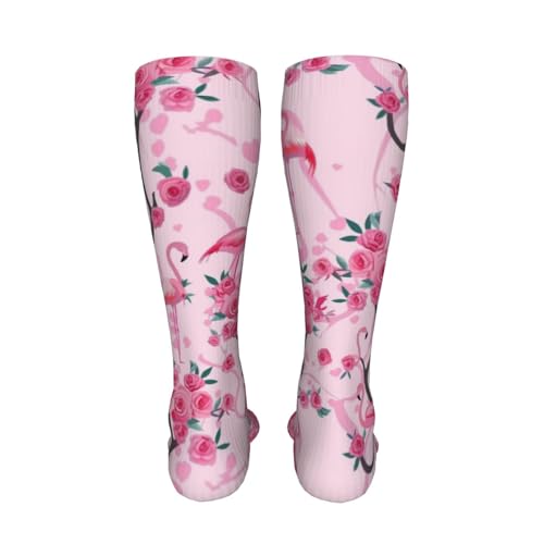 Pink Roses Compression Socks for Kids Boys Girls, Knee High Soccer Socks Long Tube Funny Gifts for Running Sports Travel 19.8in4