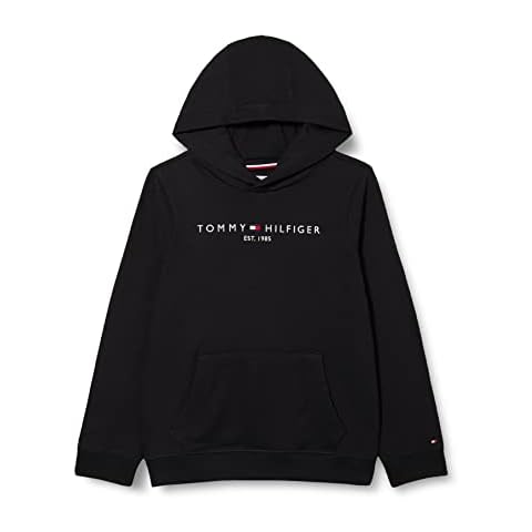 Tommy Hilfiger Essential Hoodie Sudadera con Capucha, Black, 16 Years Unisex Niños Cover