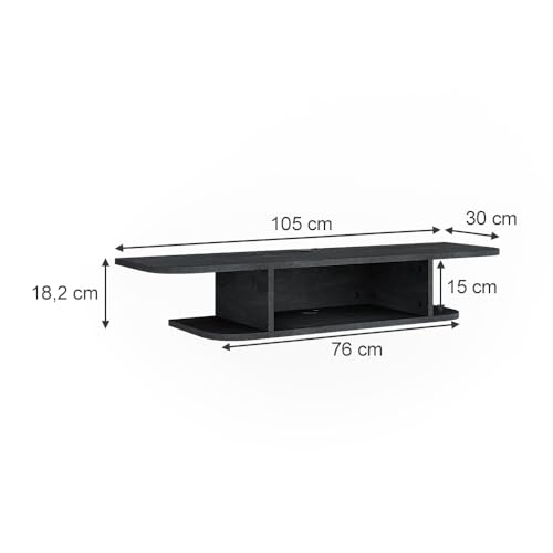 Vicco Mobile Tv Lorio, Calcestruzzo Nero, 105 X 18.2 Cm Con Scomparti Aperti - 3