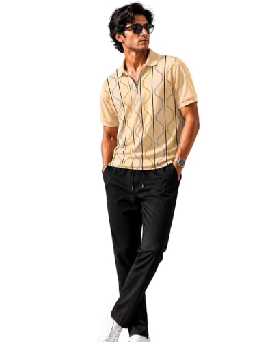 Image of AUSK Men's Polo T-Shirt & Track Pant Co-Ord Set | Cotton Blend Regular Fit Half Sleeve Polo Neck Tshirt with Elastic Waist Track Pant | Casual Lounge, Travel & Weekend Wear Outfit Set for Men