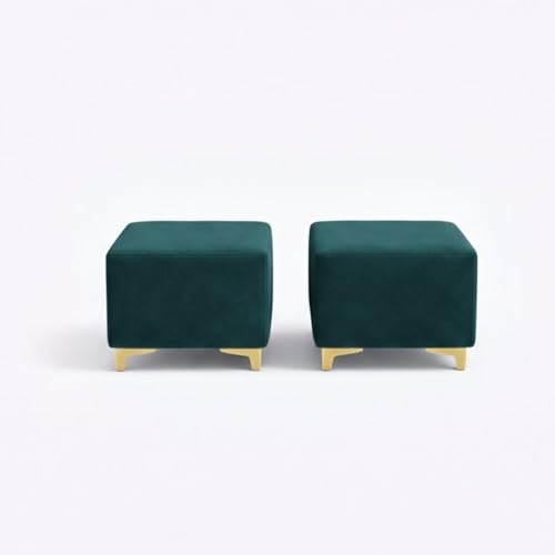 Image of Heaven Dual Tone Plush Velvet 3 Seater + 2 Seater Sofa Set with 2 Ottoman | Silken Velvet Suede Upholstery | Designer Sofa for Living Room & Office Spaces (Green Teal & Cream)