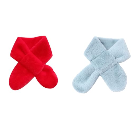 Children's Faux Fur Scarf Plush Fleece Neck Warmer Solid Color Wraps Christmas for 2-12 Years