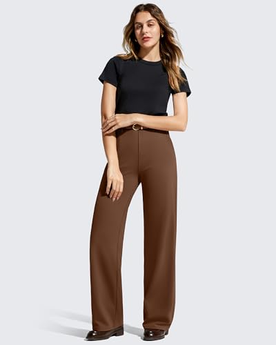 Image of G4Free EverGoing Women's Wide Leg Dress Pants Pull On Stretchy High Waisted Casual Trousers with Pockets