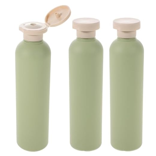 Operitacx 3 botellas de champú rellenables, redondas, con tapa superior, botellas de gel de ducha, botellas de plástico vacías, recipiente para jabón de ducha, loción de aceite, jabón de ducha, 250