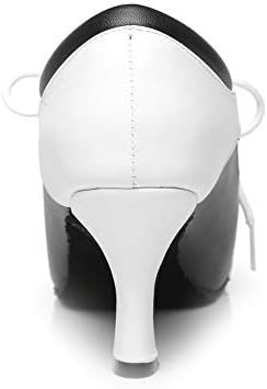HIPPOSEUS Latin Dance Shoes for Women with Closed Toe Lace up Ballroom Latin Salsa Tango Dance Practice Shoes Low Heel 3",Black/White， 6.5 B(M) US | Image 2
