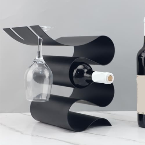 Soporte minimalista para botellas de vino negro miniatura 3