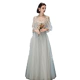 [VANDROUP] ドレス ロングドレス 花嫁ドレス L オフショルダードレス 演奏会用ドレス 大人 ピアノ 発表会 ウェディングドレス 二次会 グレー パーティードレス イブニングドレス 編み上げ 撮影用 イベント