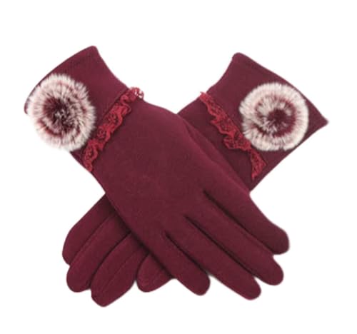 Guantes de invierno para mujer con forro de terciopelo premium en color rojo elegante