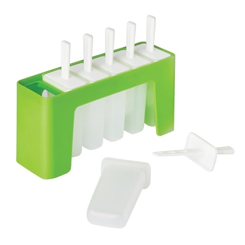 Tovolo Silicone Groovy Popsicle Molds with Tray (Spring Green) - Ice Pop Molds with 6 Cavities for Homemade Ice Pops & Frozen Snacks - Popsicle Maker with Drip-Guards, Dishwasher Safe & BPA-Free