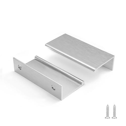 Rergy Drawer Handles Brushed Nickel Cabinet Pulls 2-1/2 inch 30 Pack, Finger Pulls for Cabinet Edge Pulls, Aluminum Alloy Hardware with Smooth Edge for Dresser Drawer Handles, Screws Included