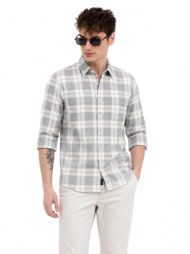 Image of Youth First Men's Cotton Blend Casual Shirt | Regular Fit Solid Full Sleeve Button Down Collared Shirts | Comfortable Formal Office Business Casual for Men