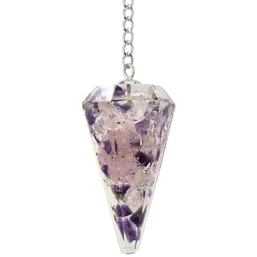 Anaya Agate Clear Quartz/Rose Quartz/Amethyst Pendulum Orgone Pendulum Certified Dowsing Crystal & Healing Stone for Divination Meditation, Chakra Balancing & Crystal Grid, Natural Gemstone Pendulums