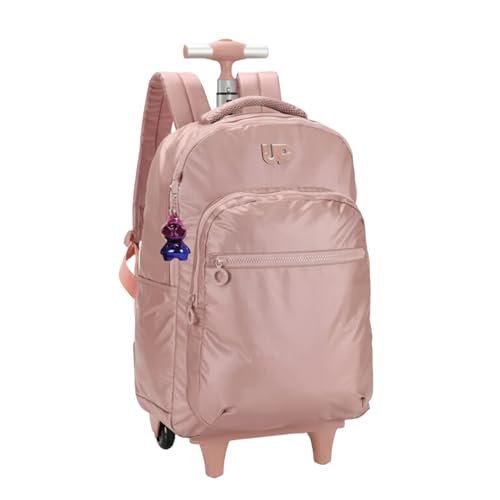 Mochila Escolar com Rodas Up4You Luxcel Rosa Metalizado – Pequeno Detalhe