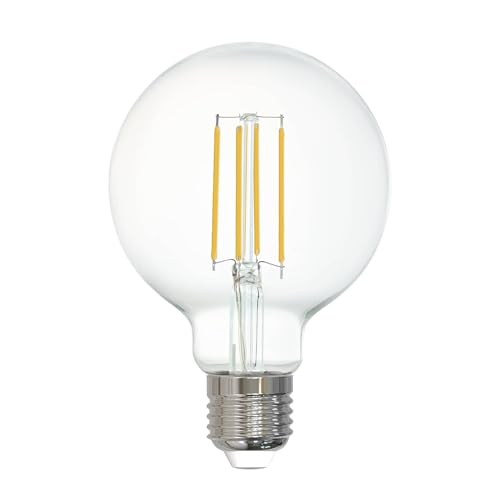 Eglo Connect.z Smart Home E27 LED Filament Light Bulb, G80, ZigBee, app and Voice Control, dimmable, Warm White, 806 Lumen