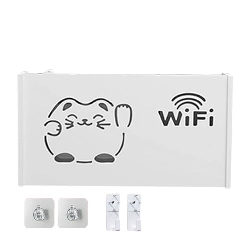 Wifi Soporte De Para Enrutador- Ocultador De Caja WiFi - Caja Oculta Para Enrutador De Gato, PVC Soporte Paraa Enrutadors Net | Accesorios De Almacenamiento Estante Paraa Enrutadors Sin Perforación