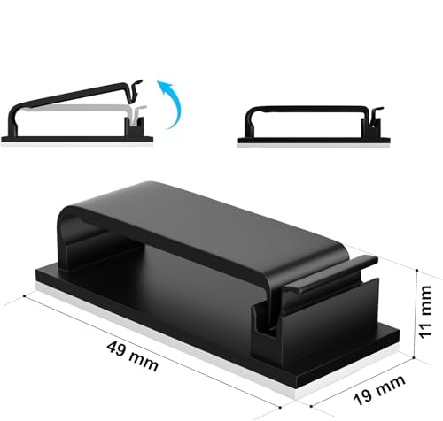 INOVERA (LABEL) 20 Pieces Cable Management Clips - Wire Organizer Cord Holder Clip with 3M Adhesive Foam for Desktop Tv Pc Cables Office Home (Black)