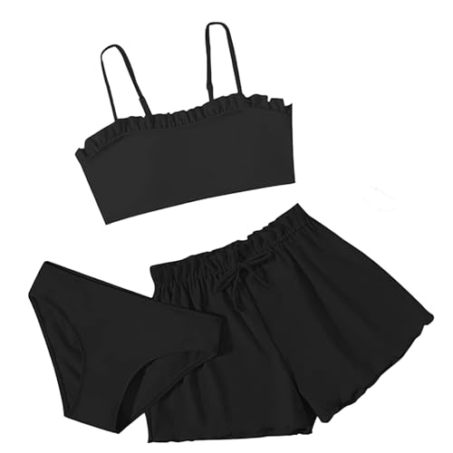 Girls 3-Piece Bikini Set Classic Summer Bathing Suit, Ages 8-16