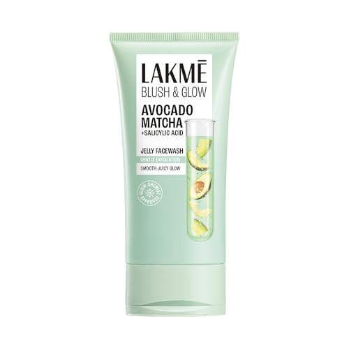 Image of LAKME Blush & Glow, Jelly Face Wash, 150 g, for Hydrated and Comfortable Skin, with Avocado Matcha & Salicylic Acid
