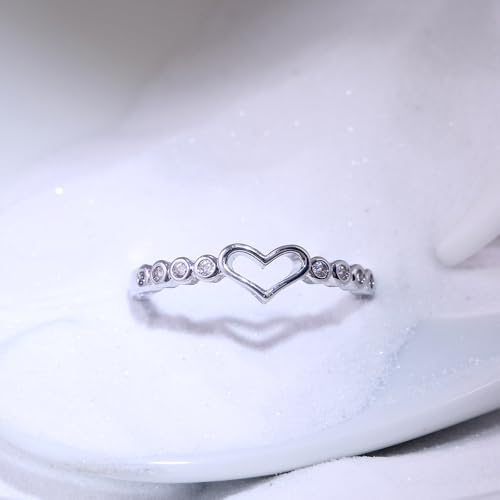 White Gold Plated Creative Design Hollow Heart-shaped Cubic Zirconia Engagement Rings Wedding Bridal Band Promise Rings Evening Parties Anniversary Valentine's Day Gifts Eternity Bands for Women4