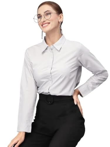 Image of Style Quotient Women Solid Polycotton Regular Formal Shirt