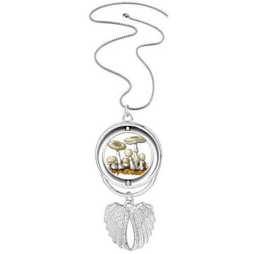 Collier pendentif ailes d'ange champignon blanc bijou fantaisie tendance collier femme