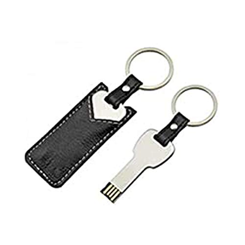 Image of EO Pen Drive 64 GB Key with Leather Pouch Pendrive with Class 10 Chip Fast USB 2.0 Flash Drive Metal Finish (Silver)