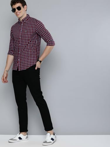 Image of The Indian Garage Co Men Slim Fit Checkered Full Sleeves Cutaway Collar Casual Shirt