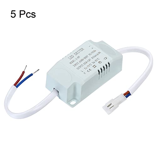 Image of PATIKIL 1-3W 300mA LED Driver, 5 Pack AC 85-265V Output 9-12V DC Male Connector Constant Current Rectifier Transformer External Power Supply