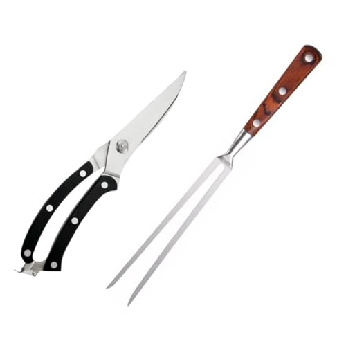 Set 2 piezas tijera y tenedor para barbacoa acero inox miniatura 1
