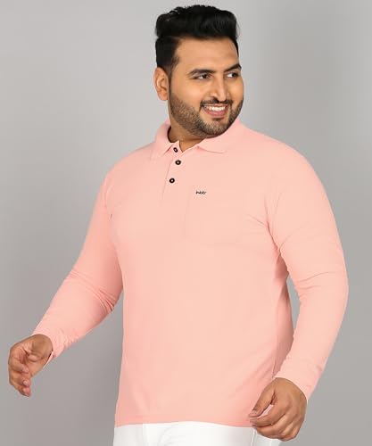 Image of INKKR Plus Size Men's Solid Polo Neck Full Sleeve T-Shirts