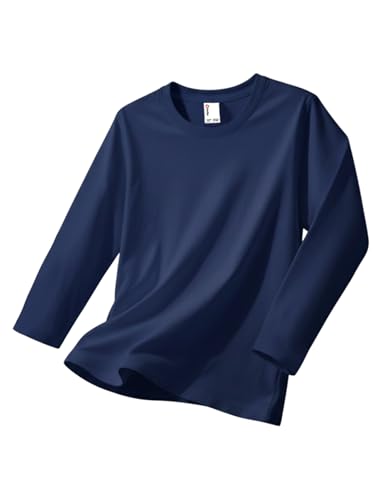Image of PATPAT Boys Long Sleeve Shirts Cotton Solid Crew Neck Basic Shirts 5-16 Years
