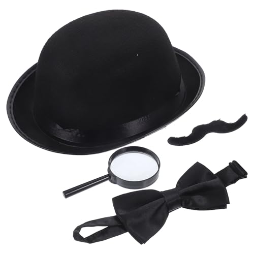 Homoyoyo Kit de Cosplay para Fiestas, Set de 5 Accesorios Livianos Sombrero, Bigote, Pajarita y Lupa de Plástico, Adecuado para Juegos de Rol y Disfraces de Investigación