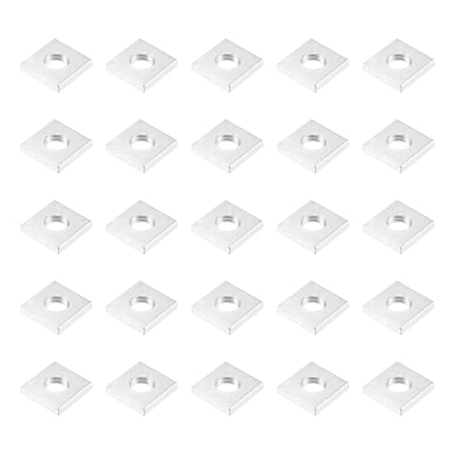 METALLIXITY Square Nuts, (M5x10mmx10mm) 25Pcs, Carbon Steel Coarse Thread Square Fastener Nut - for Equipment Construction Electrical Appliances Industrial Machinery, Silver