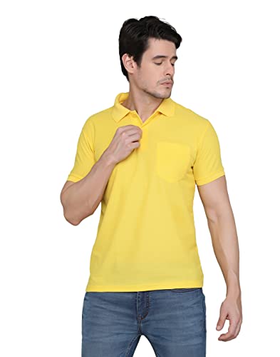Image of INKKR Men's Polo Neck Half Sleeve Cotton Blend Regular Fit T-Shirt With Pocket